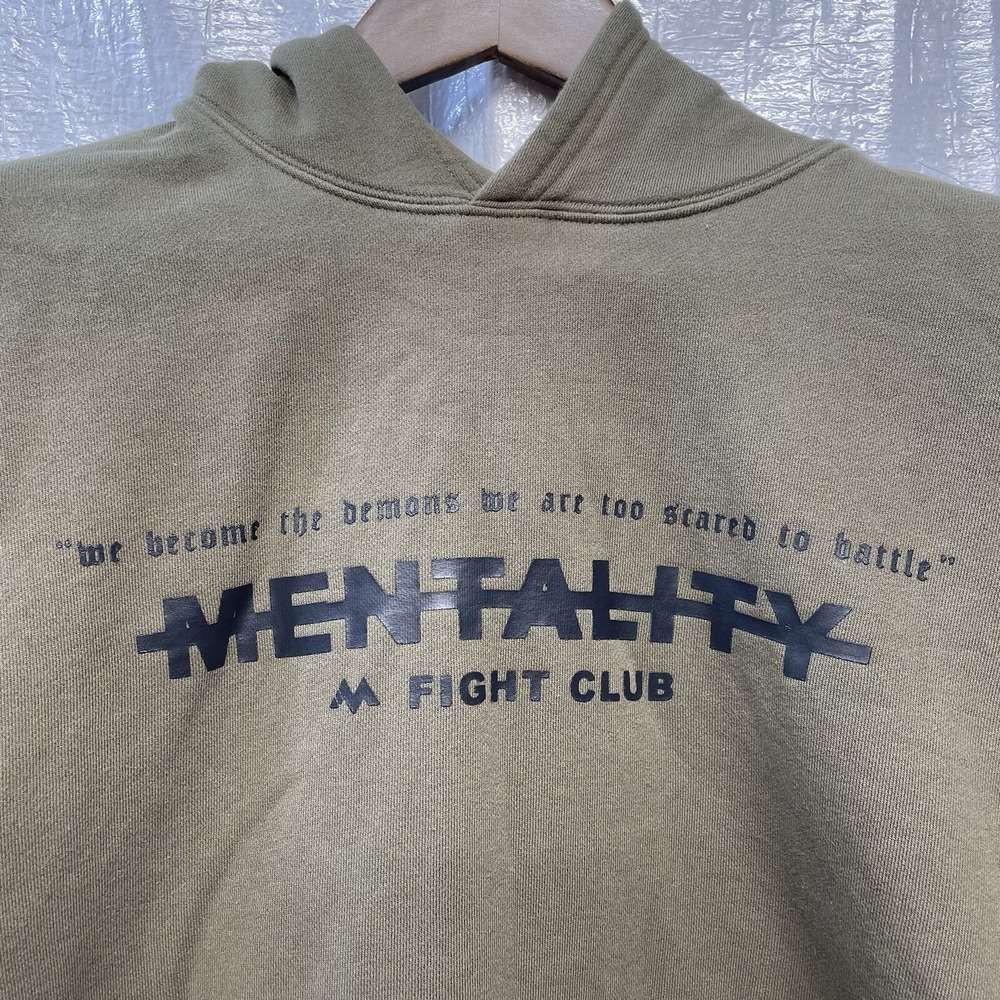 MENTALITY Olive Green Pullover Hoodie Sweatshirt Mens‎ Size M Fight Club